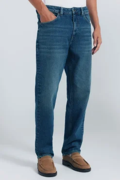 Springfield Vaquero lavado oscuro sobretintando straight fit turquesa New