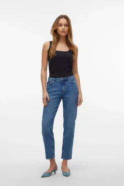 Vero Moda Vaquero recto de tiro medio Azul Discount