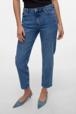 Vero Moda Vaquero recto de tiro medio Azul Sale