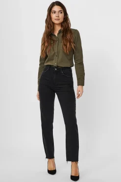 Vero Moda Vaquero recto tiro alto Negro Sale