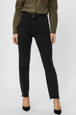 Vero Moda Vaquero recto tiro alto Negro Clearance