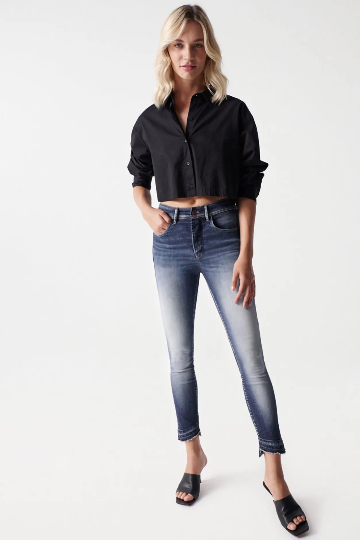 Salsa Jeans Vaqueros faith push in cropped lavado premium Azul Online