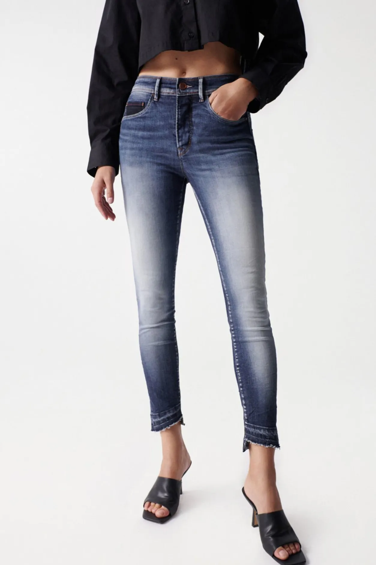 Salsa Jeans Vaqueros faith push in cropped lavado premium Azul Online