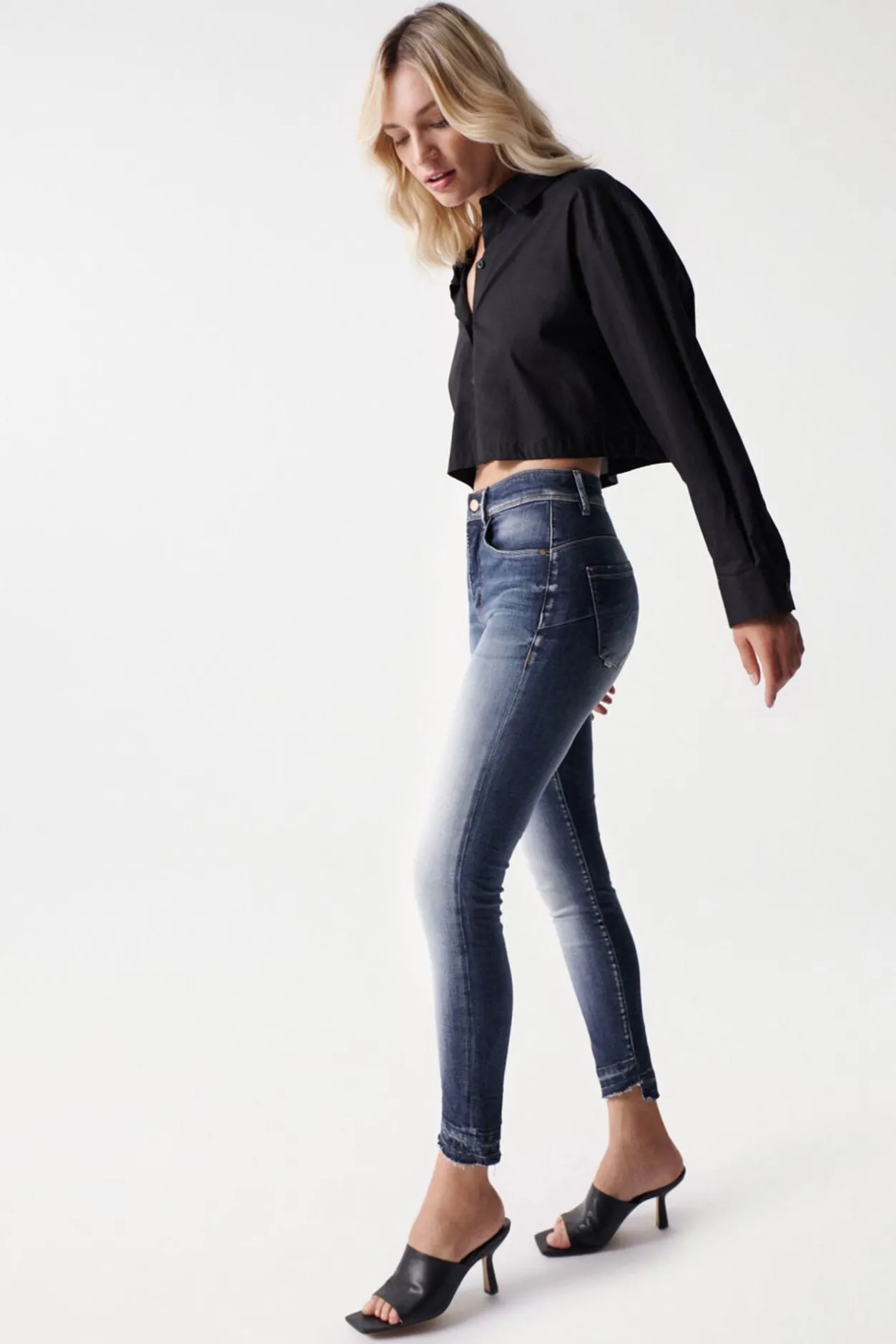 Salsa Jeans Vaqueros faith push in cropped lavado premium Azul Online