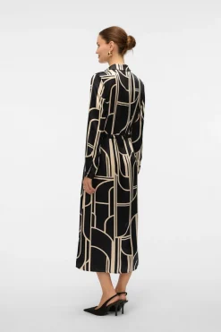 Vero Moda Vestido 7/8 camisero satinado Negro Hot