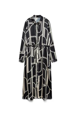 Vero Moda Vestido 7/8 camisero satinado Negro Hot