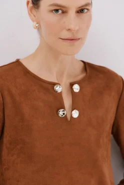 Cortefiel Vestido antelina Marr&oacute;n oscuro Sale