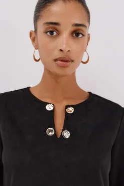 Cortefiel Vestido antelina Negro Sale