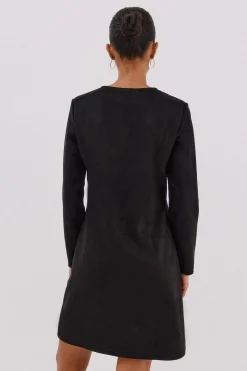 Cortefiel Vestido antelina Negro Sale