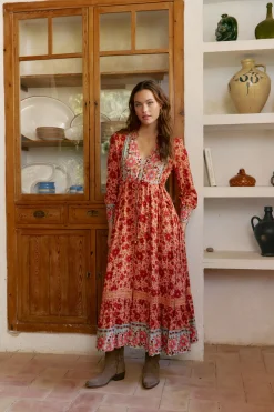 Jaase Vestido arlo largo estampado Lilliana Estampado naranja Outlet