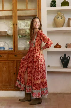 Jaase Vestido arlo largo estampado Lilliana Estampado naranja Outlet