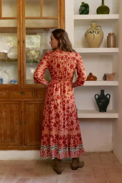 Jaase Vestido arlo largo estampado Lilliana Estampado naranja Outlet