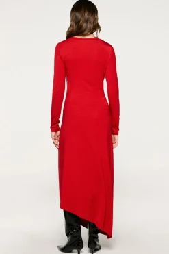 Selected Vestido asimétrico slim fit Rojo