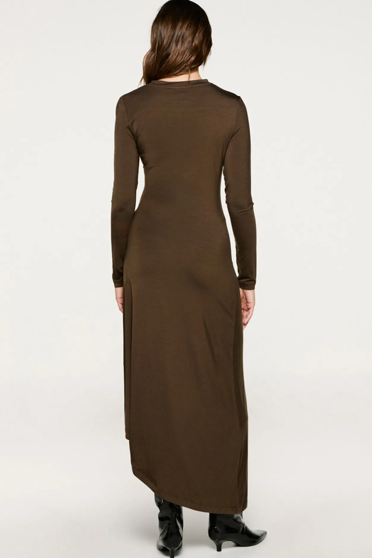 Selected Vestido asimétrico slim fit Marrón oscuro New