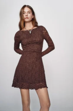 High Spirits Vestido Asym marr&oacute;n Online