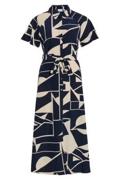 Vila Vestido camisero anudado midi Azul marino Hot