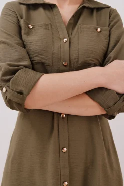 Cortefiel Vestido camisero cinturón Kaki Online