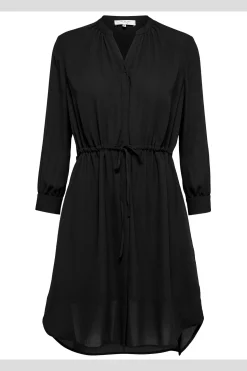 Selected Vestido camisero de manga larga confeccionado con materiales reciclados. Negro Sale