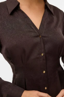 Vero Moda Vestido camisero efecto satinado Marr&oacute;n oscuro Discount