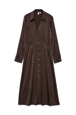 Vero Moda Vestido camisero efecto satinado Marr&oacute;n oscuro Discount