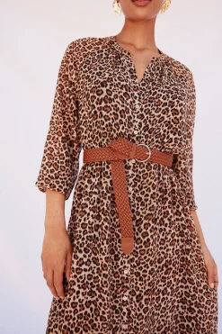 Cortefiel Vestido camisero estampado cinturón Estampado marr&oacute;n Hot