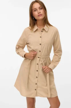 Vero Moda Vestido camisero micropana Beige Outlet