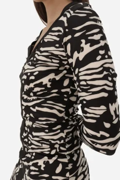 Cuplé Vestido cenefa punto Estampado blanco Clearance