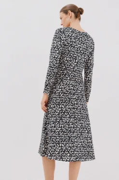 Cortefiel Vestido cinturón Estampado blanco Clearance