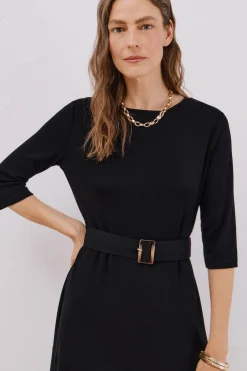 Cortefiel Vestido combinado cinturón Negro Clearance