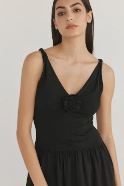 Pedro del Hierro Vestido combinado flor Negro Discount