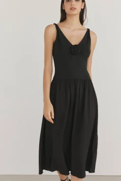 Pedro del Hierro Vestido combinado flor Negro Discount