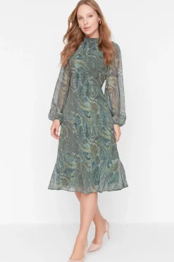 Trendyol Vestido con volantes verde Sale