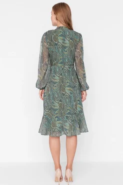 Trendyol Vestido con volantes verde Sale