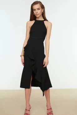 Trendyol Vestido con volantes negro Clearance