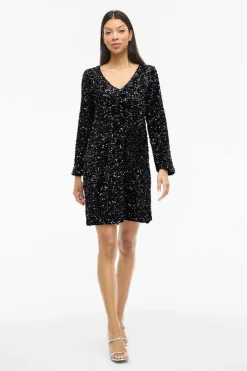 Vila Vestido corto con lentejuelas Negro Discount