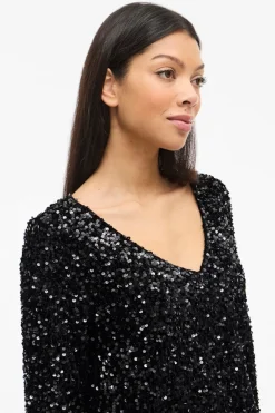 Vila Vestido corto con lentejuelas Negro Discount