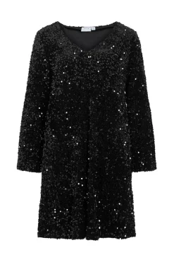 Vila Vestido corto con lentejuelas Negro Discount