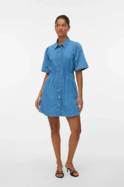 Vero Moda Vestido corto de algodón Azul Clearance