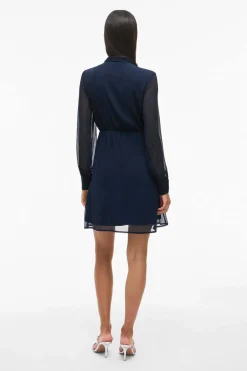 Vila Vestido corto de gasa Azul marino New