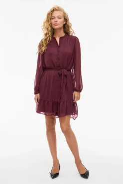 Vila Vestido corto de gasa Vino Online