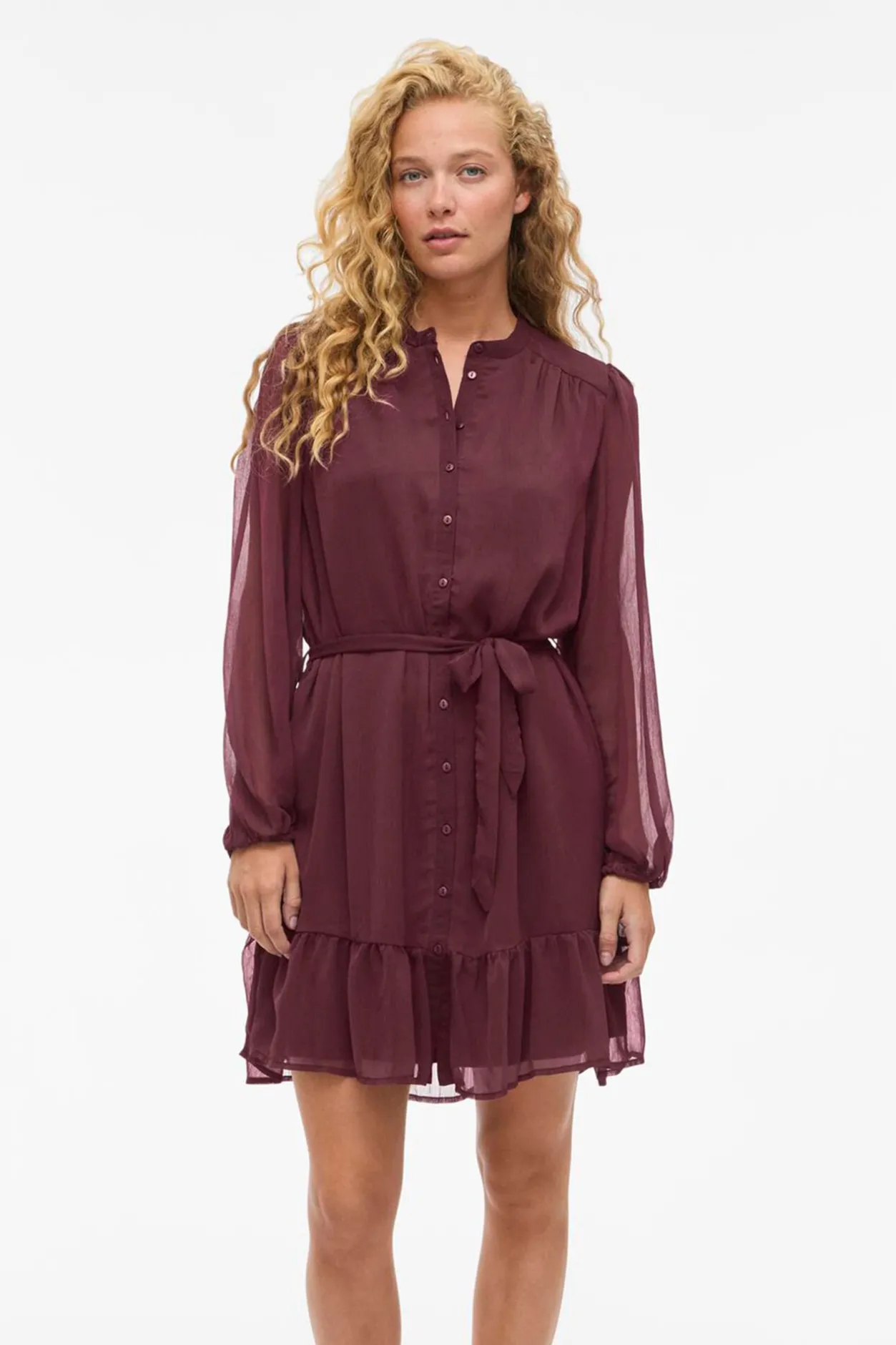 Vila Vestido corto de gasa Vino Online