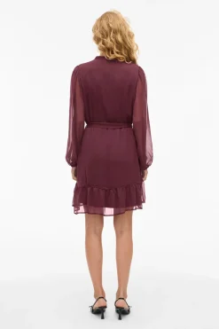 Vila Vestido corto de gasa Vino Online