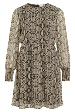 Vila Vestido corto de gasa estampado de serpiente Marr&oacute;n oscuro Online