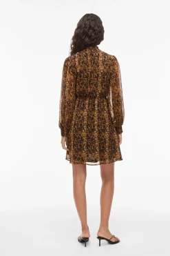 Vila Vestido corto de gasa estampado Marrón Sale