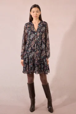 Molly Bracken Vestido corto de manga larga con estampado Multicolor Sale