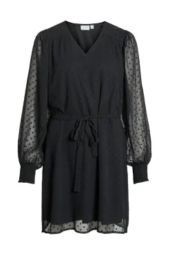 Vila Vestido corto de plumeti Negro Hot