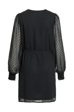 Vila Vestido corto de plumeti Negro Hot