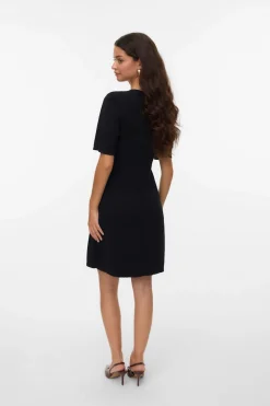 Vero Moda Vestido corto de punto y botones dorados Negro Sale