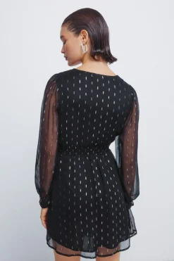 Springfield Vestido corto detalles lurex negro Discount