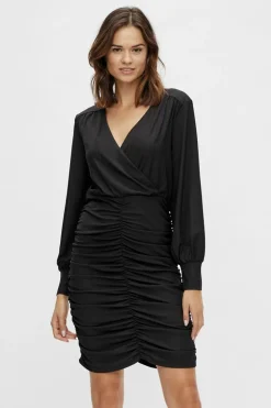 Vila Vestido corto entallado fruncido Negro Best